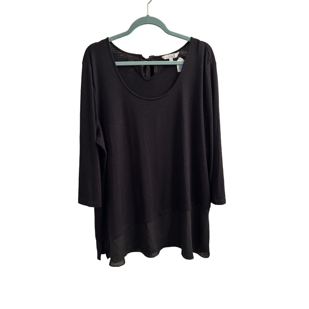 Company Ellen Tracy 3/4 Sleeve Knit Top Tie Back Keyhole Detail Flowy Hem Sz XXL